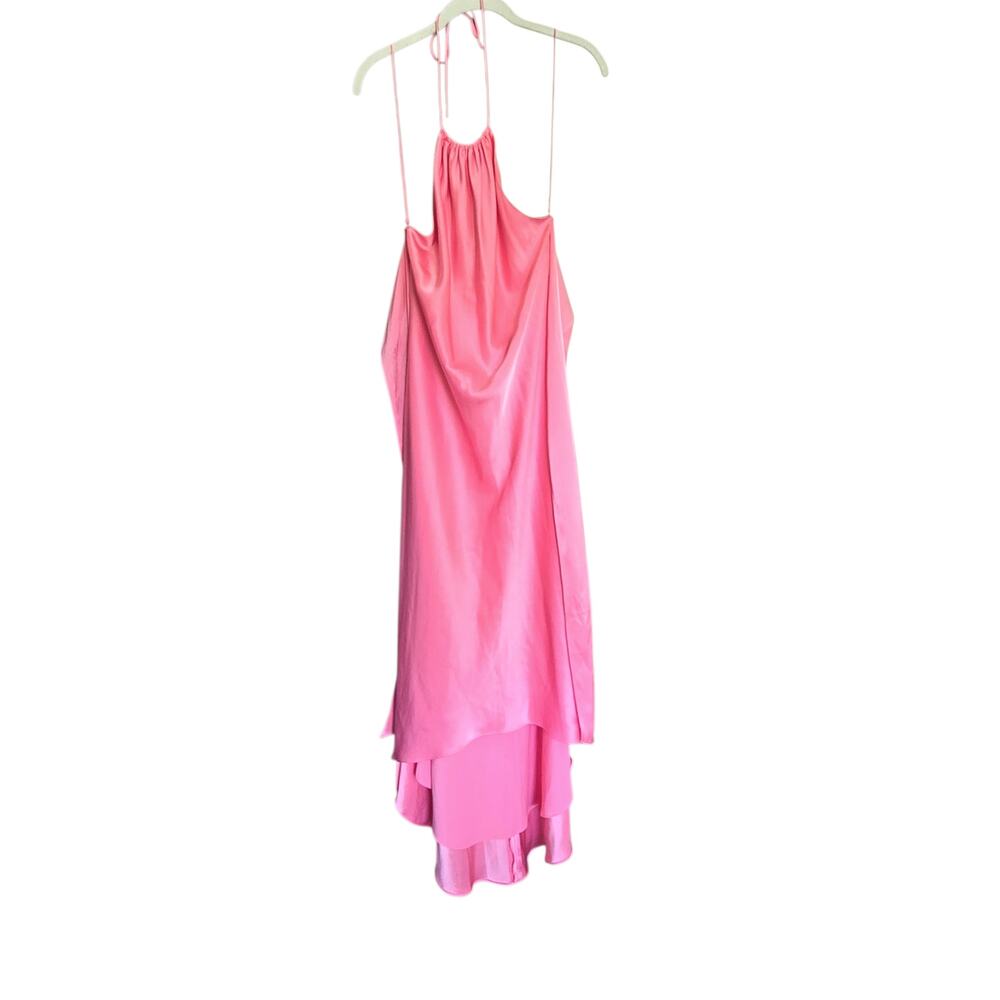 Alice + Olivia Rayni Pink Bow Detailed Satin Halterneck Maxi Dress NWT Size 8 - Picture 4 of 8